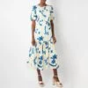 Wyse Ecru/Blue Esme Scattered Floral Dress -Exquisite Clothing 18524980 1