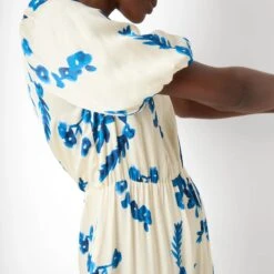 Wyse Ecru/Blue Esme Scattered Floral Dress -Exquisite Clothing 18524980 3