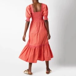 Wyse Pink/Orange Sage Floral Cotton Sundress -Exquisite Clothing 18525617 2