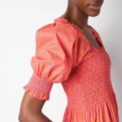 Wyse Pink/Orange Sage Floral Cotton Sundress -Exquisite Clothing 18525617 3