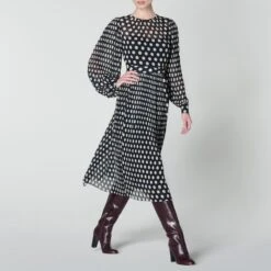 L K Bennett Navy/Cream Felix Polka Dot Dress