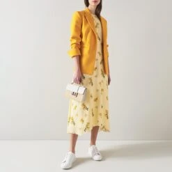 L K Bennett Yellow Boyd Printed Silk Midi Dress -Exquisite Clothing 18538885 3