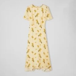 L K Bennett Yellow Boyd Printed Silk Midi Dress -Exquisite Clothing 18538885 4