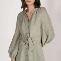 Ginia Sage Silk Blend Amara Dress -Exquisite Clothing 18540003 3