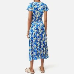 Jigsaw Blue Mini Graphic Pansy Tea Dress -Exquisite Clothing 18541972 2