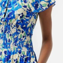 Jigsaw Blue Mini Graphic Pansy Tea Dress -Exquisite Clothing 18541972 3