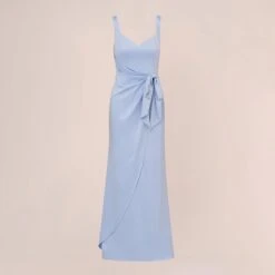 Adrianna Papell Blue Satin Tie Waist Dress -Exquisite Clothing 18557236 4
