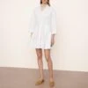 Vince White Fitted Band Collar Mini Dress -Exquisite Clothing 18575943 1