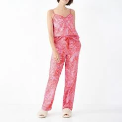 Hush Pink Cotton Isla Printed Cami Pyjamas