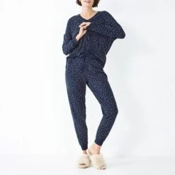 Hush Navy Joey Printed Stretch Pyjama Set