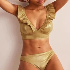 Boden Gold Palermo Ruffle Bikini Top -Exquisite Clothing 18591612 3