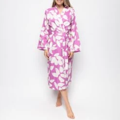 Cyberjammies Purple Viola Petal Print Long Dressing Gown