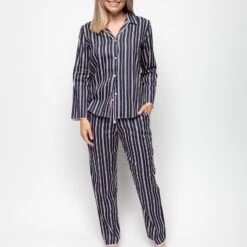 Cyberjammies Navy Estelle Stripe Pyjama Set