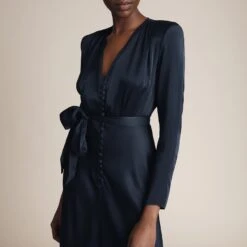 Ghost Navy Meryl Satin Dress -Exquisite Clothing 18612890 3