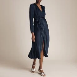 Ghost Navy Meryl Satin Dress -Exquisite Clothing 18612890 4