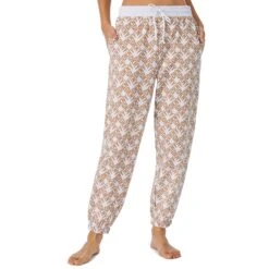 DKNY Beige Logo Printed Pajama Pants -Exquisite Clothing 18613002 1