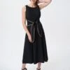 Joseph Ribkoff Black Tie Midi Dress -Exquisite Clothing 18613915 1