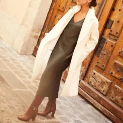 Mint Velvet Khaki Satin Slip Midi Dress -Exquisite Clothing 18615337 2