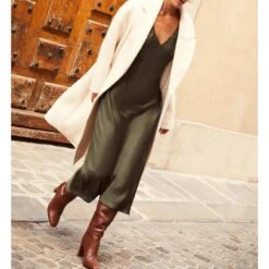 Mint Velvet Khaki Satin Slip Midi Dress -Exquisite Clothing 18615337 3