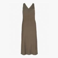Mint Velvet Khaki Satin Slip Midi Dress -Exquisite Clothing 18615337 4
