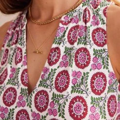 Boden Notch-Neck Jersey Dress-Gin Fizz, Sunflower Sprig -Exquisite Clothing 18616112 4