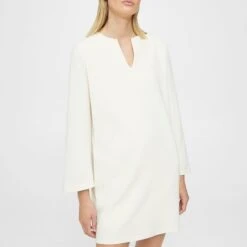 Theory White Split Neck Mini Dress -Exquisite Clothing 18620274 3