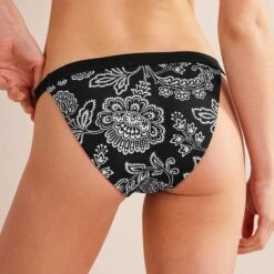 Boden Tanga Bikini Bottoms-Black, White Floral -Exquisite Clothing 18621320 3