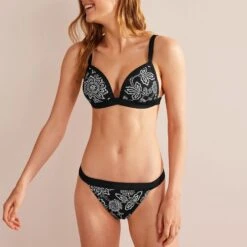 Boden Tanga Bikini Bottoms-Black, White Floral -Exquisite Clothing 18621320 4