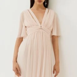 Marella Pink Icona V-Neck Midi Dress 6 Marella Pink Icona V-Neck Midi Dress -Exquisite Clothing 18622506 2