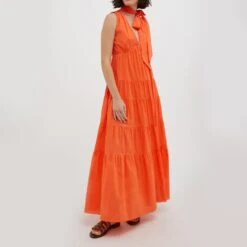 MAX & Co. Max&Co. Orange Minore Cotton Maxi Dress