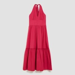 MAX & Co. Max&Co. Pink Ristoro V-Neck Cotton Midi Dress -Exquisite Clothing 18624479 4