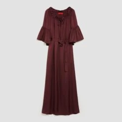MAX & Co. Max&Co. Burgundy Argento Frill Maxi Dress -Exquisite Clothing 18624482 2