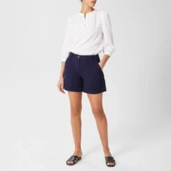 Hobbs London Navy Chessie Cotton Shorts -Exquisite Clothing 18646516 3