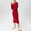 Hobbs London Red Arabelle Knitted Midi Dress -Exquisite Clothing 18646573 1