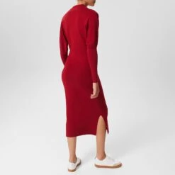 Hobbs London Red Arabelle Knitted Midi Dress -Exquisite Clothing 18646573 2