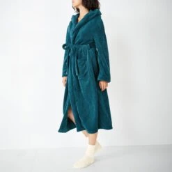 Hush Teal Fluffy Hooded Dressing Gown -Exquisite Clothing 18700905 2