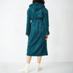 Hush Teal Fluffy Hooded Dressing Gown -Exquisite Clothing 18700905 3