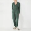 Hush Dark Green Elle Supersoft V-Neck Onesie -Exquisite Clothing 18701391 1