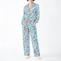 Hush Blue/Orange Isla Printed Cotton PJ Trousers