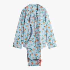 Hush Blue/Orange Isla Printed Cotton PJ Trousers -Exquisite Clothing 18701454 4