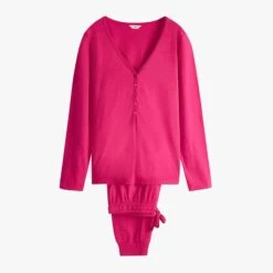 Hush Pink Wyatt Henley Long Cotton Pj Set -Exquisite Clothing 18701613 3