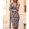 SOSANDAR Grey Animal Print Knot Front Midi Jersey Dress 1 SOSANDAR Grey Animal Print Knot Front Midi Jersey Dress -Exquisite Clothing 18706131 1